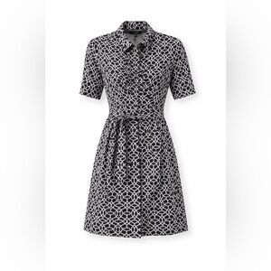 Laundry Shelli Segal Black Shirt Dress Petite 8P Belted Geometric